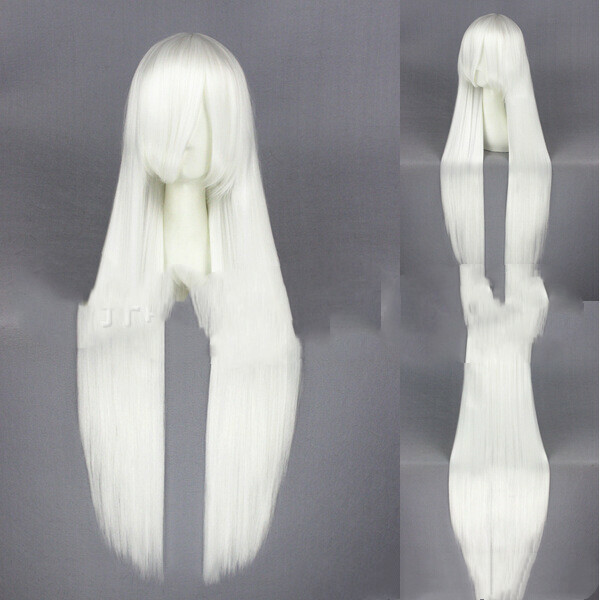 100cm White Universal Long Straight Hair