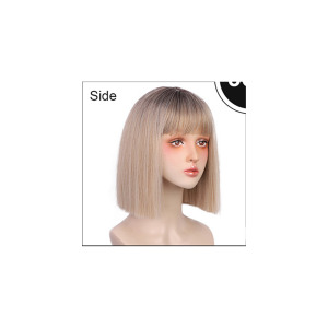 Fashion Color Straight Hair Imitation Scalp Wig Synthetic Fiber Headgear