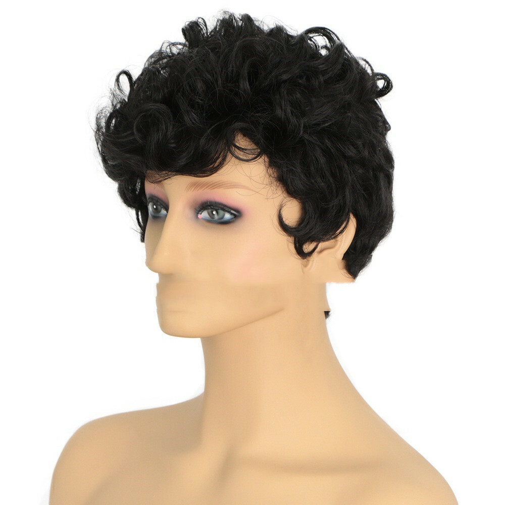 African Small Curly Wig And Chemical Fiber Headgear