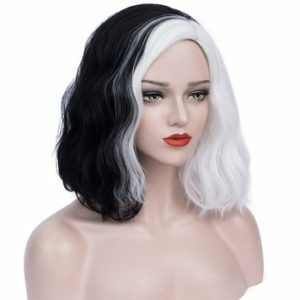 Black And White Medium Long Curly Wig