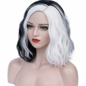 Black And White Medium Long Curly Wig