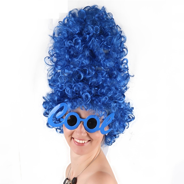 Blue High Volume Wig European And American Party Wig