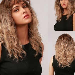 Brown Mid-Length Curly Hair Headgear