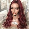 Burgundy front lace chemical fiber wig