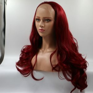 Burgundy front lace chemical fiber wig