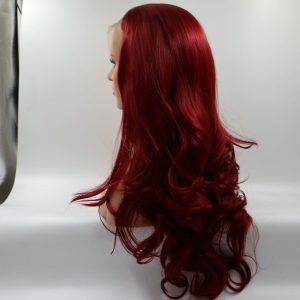 Burgundy front lace chemical fiber wig