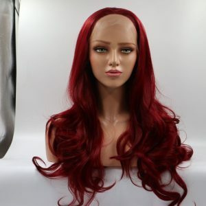 Burgundy front lace chemical fiber wig