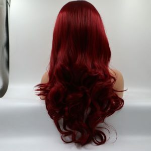 Burgundy front lace chemical fiber wig