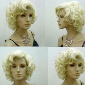 Cos  Short Paragraph Pale Gold Curly Hair Wig