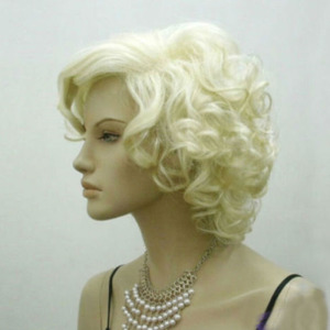 Cos  Short Paragraph Pale Gold Curly Hair Wig