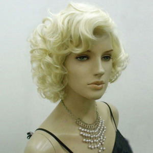 Cos  Short Paragraph Pale Gold Curly Hair Wig