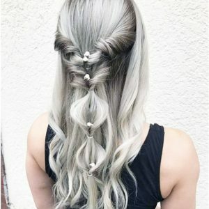 Dyed Gradient Black And Gray Mid-length Curly Hair