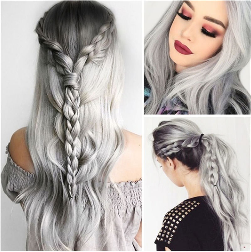 Dyed Gradient Black And Gray Mid-length Curly Hair