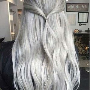 Dyed Gradient Black And Gray Mid-length Curly Hair