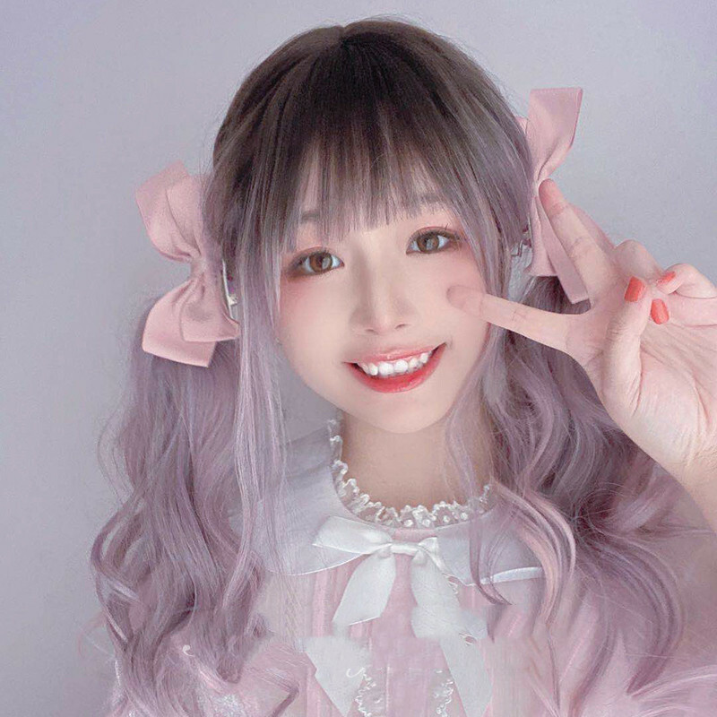 Dyeing Gradient Lolita Cute JK Long Curly Wig