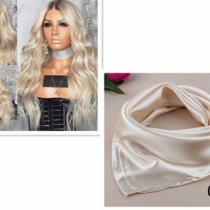 European and American blonde long curly wigs