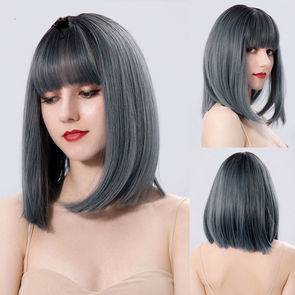 Fashionable And Individual Women's Mid-section Short-cut Straight Wig