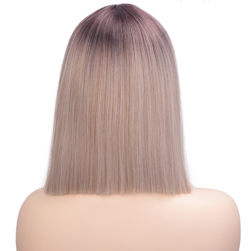 Fashionable gradient mid-length long straight wig