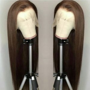 Female Brown Long Straight Hair Chemical Fiber Headgear