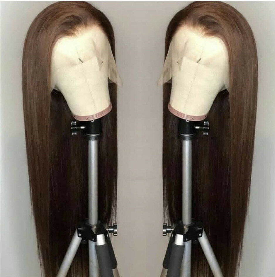 Female Brown Long Straight Hair Chemical Fiber Headgear