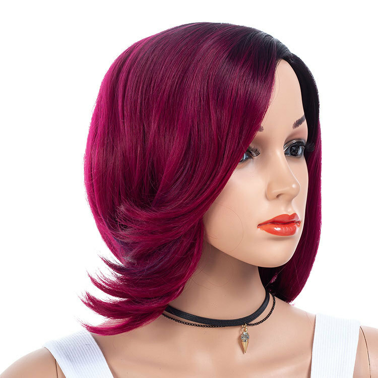 Gradient partial short curly hair wig wig