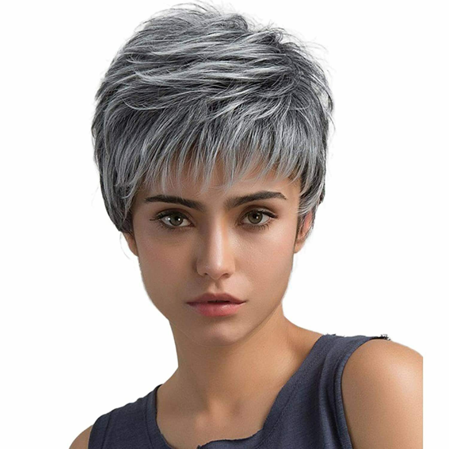 Gradient Silver Grey Chemical Fiber Wig Headgear