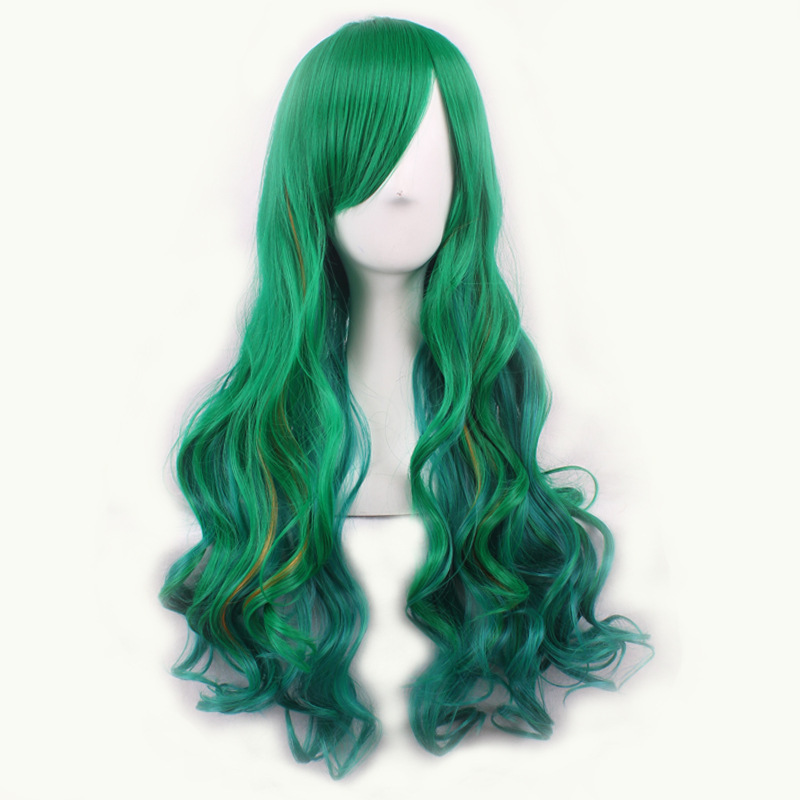 Harajuku Dark Green Gradient Japanese High Temperature Silk Wig