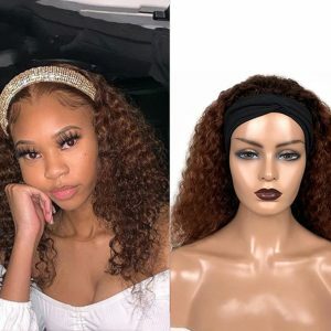 Human Hair Jerry Curly Headband Wigs