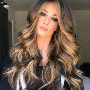 Medium long curly hair wig