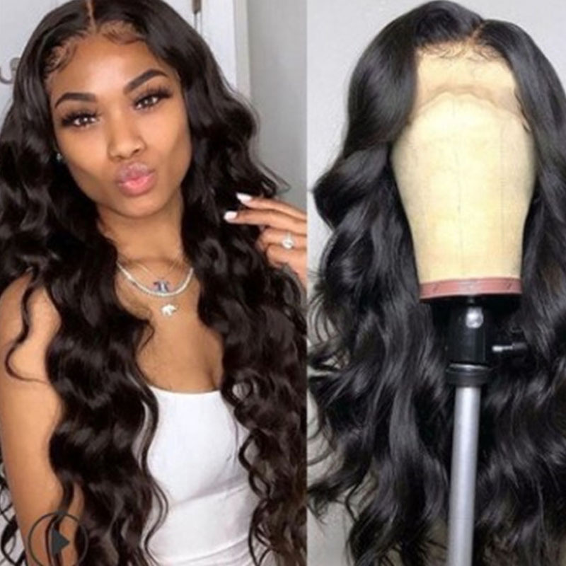 Medium Split Black Big Wave Wig High Temperature Wire