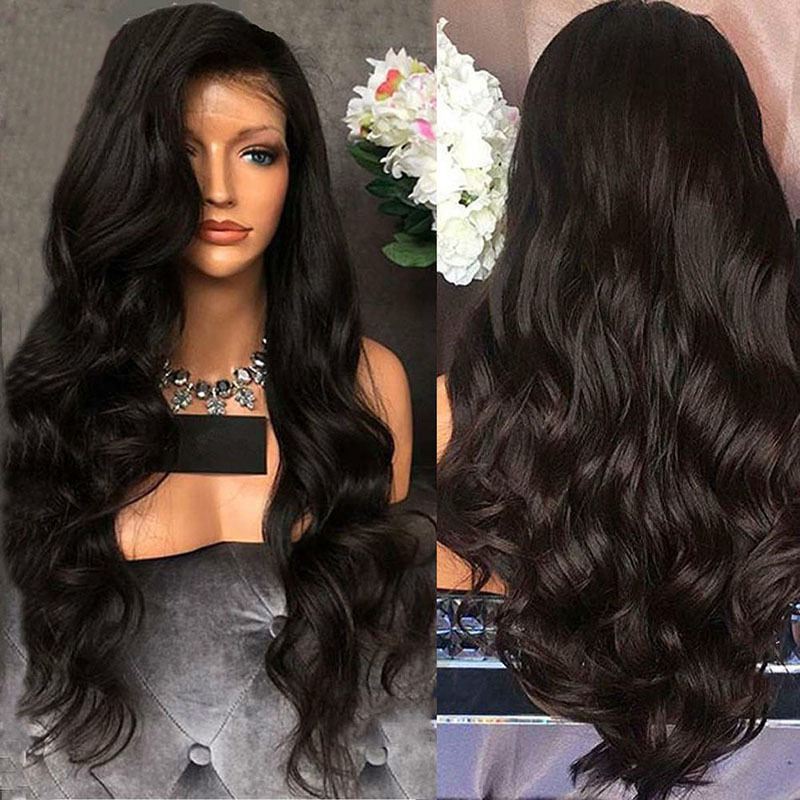 Medium Split Large Wavy Long Curly Hair Fluffy Black