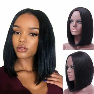 Mid-point black straight hair hood