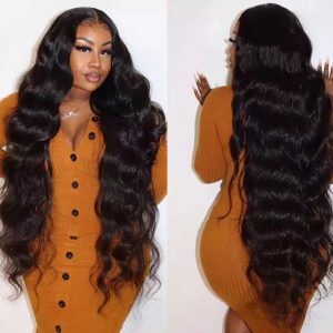 Mid-section Black Big Wavy Long Curly Hair Wig