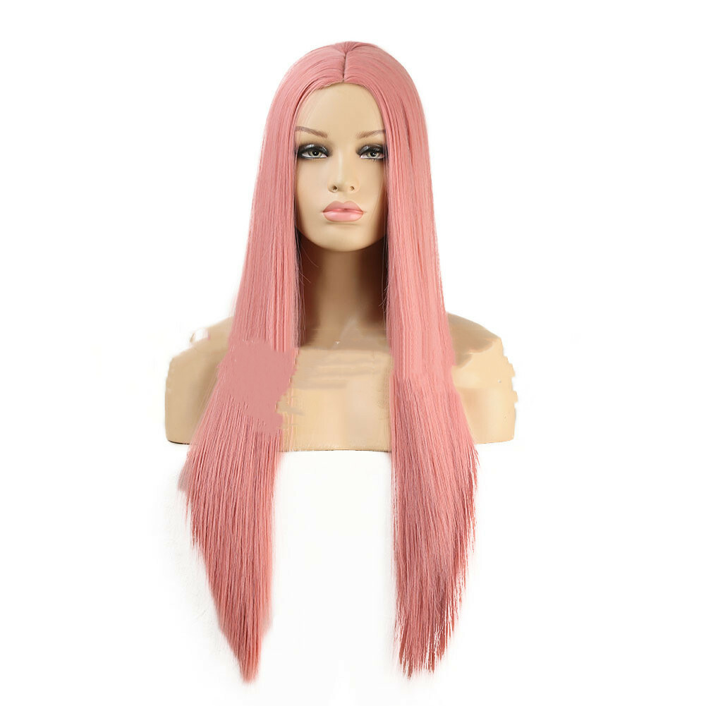 Mid-Section Long Straight High Temperature Silk Machine Wig