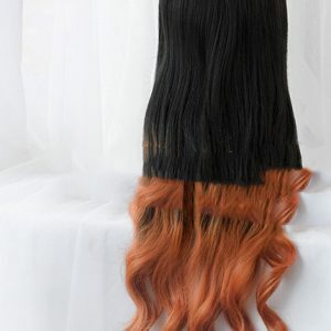 Natural Black Gradient Brownish Yellow Long Curly Hair