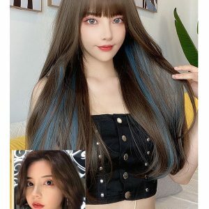 Net Celebrity Temperament Highlights Long Straight Hair Hanging Ear