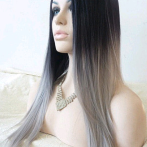 Premium Fibre Ombre Gray Wig