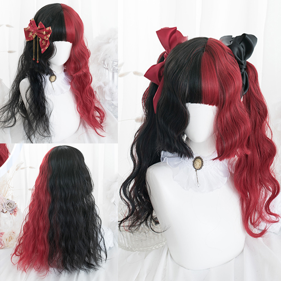 Princess cut long straight hair double ponytail wig