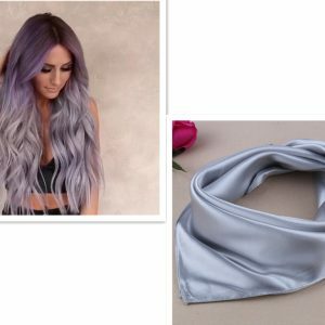 Purple-grey gradient mid-length long curly hair