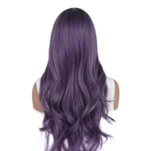 Purple Top Dyed Black Medium Long Curly Hair