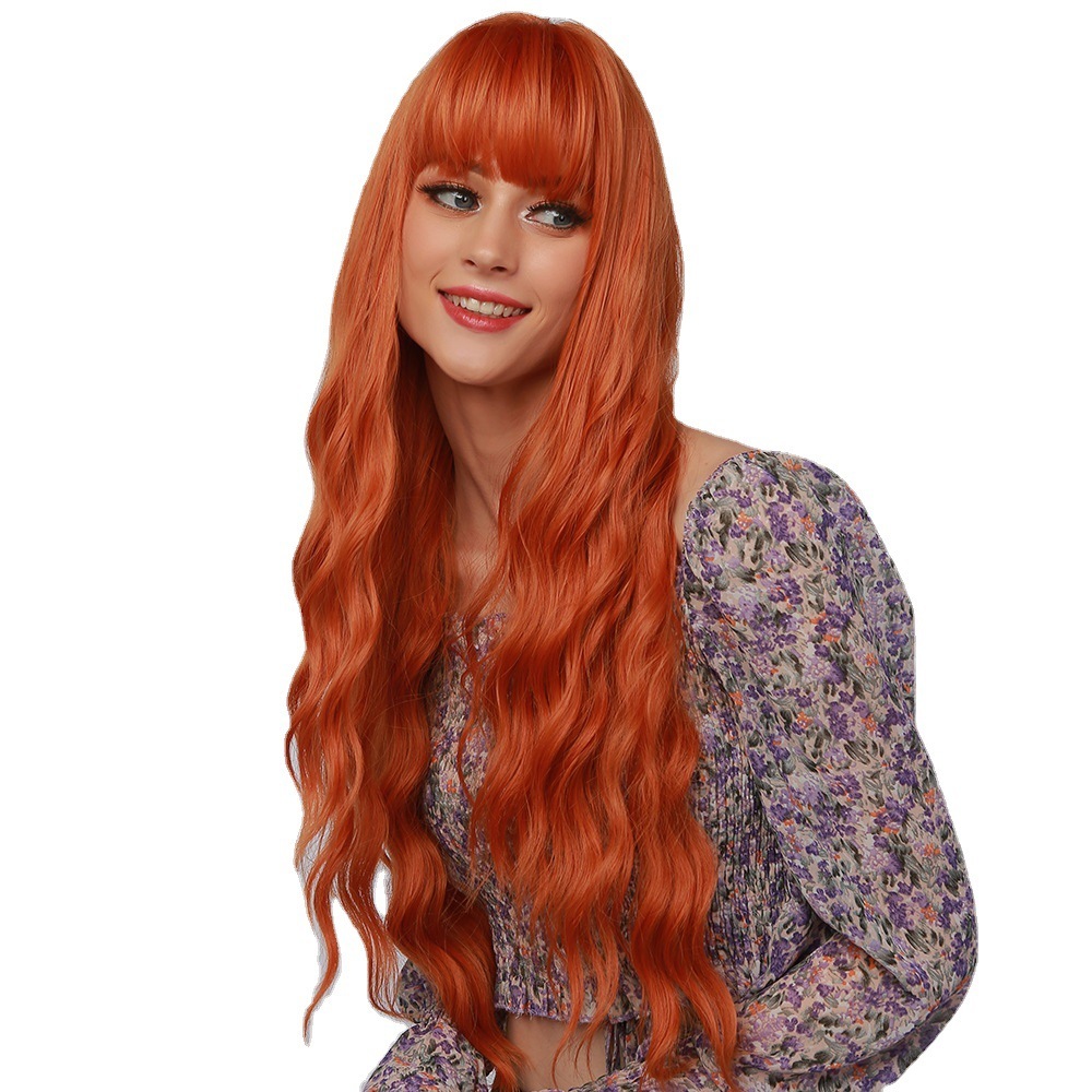 Women's Fashion Halloween Wig Orange Small Volume Qi Bangs Mechanism Headgear