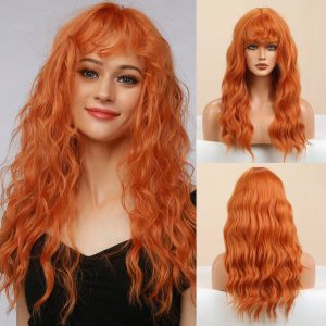 Women's Fashion Halloween Wig Orange Small Volume Qi Bangs Mechanism Headgear