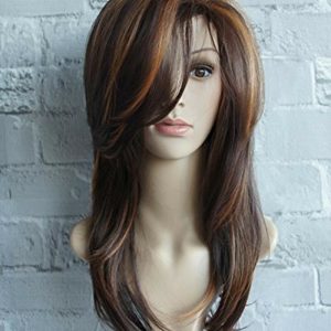 Women's Linen Mixed Brown Medium-length Straight Hair