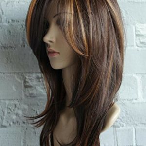 Women's Linen Mixed Brown Medium-length Straight Hair