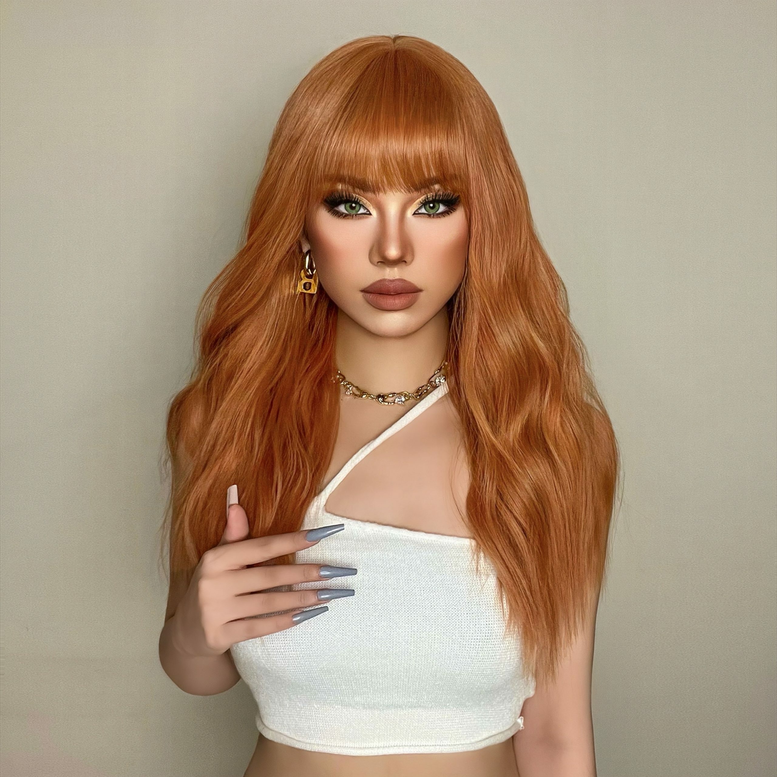 Women's Orange Long Hair Wig