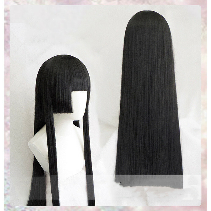 Yan Moai Xiaoai Black Long Straight Cosplay Wig